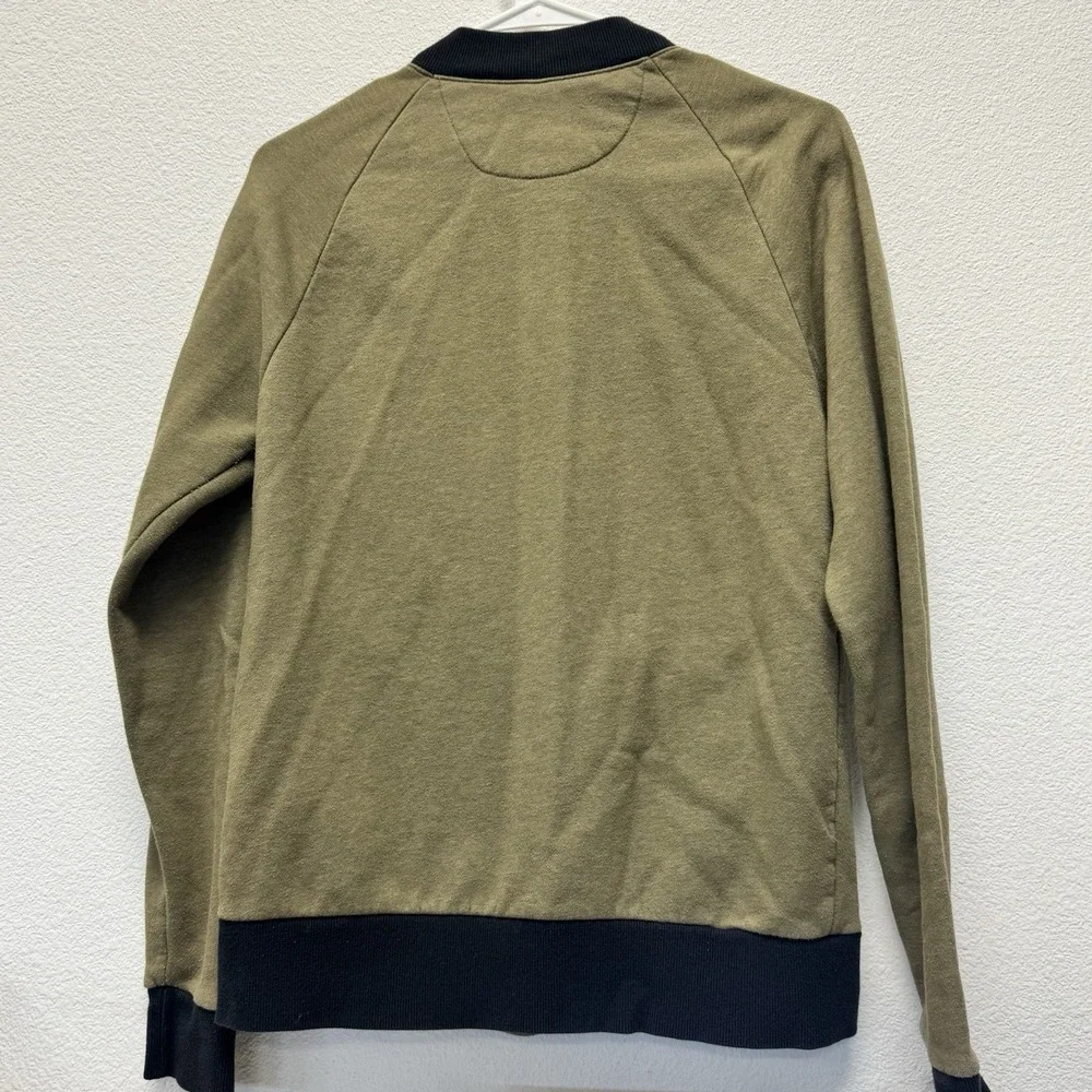 Next Level Apparel Jacket Men Small Olive Green Black Bomber Full Zip Sweatshirt